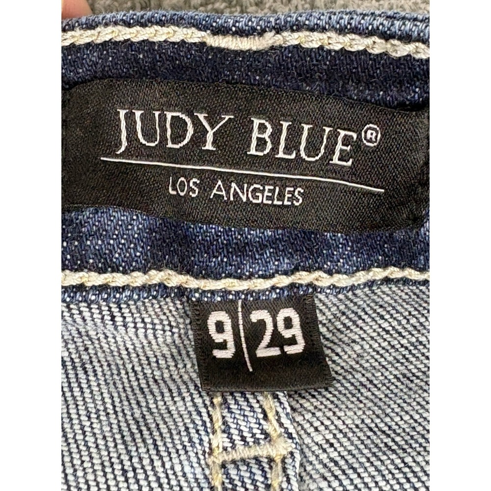 Judy Blue Trouser Flare Jeans Button Fly Dark Wash Women's 9/29 Stretch - Picture 7 of 12